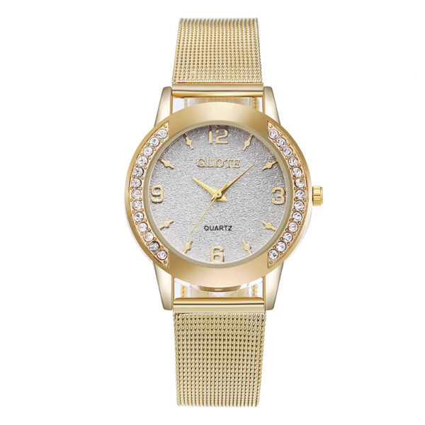 Montre à quartz avec boîtier en diamant pour femme