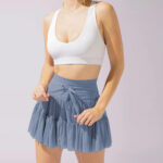 Jupe plissée à lacets décontractés pour femmes avec short