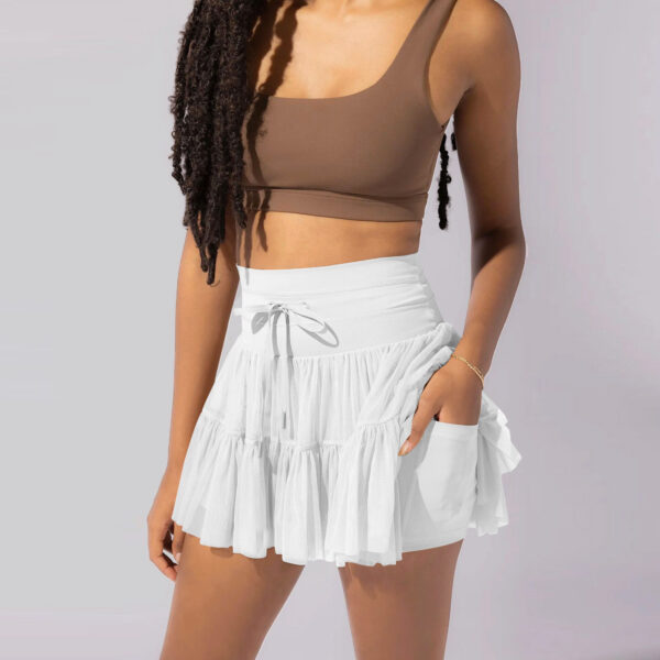 Jupe plissée à lacets décontractés pour femmes avec short