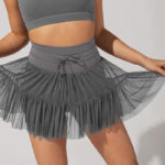 Jupe plissée à lacets décontractés pour femmes avec short