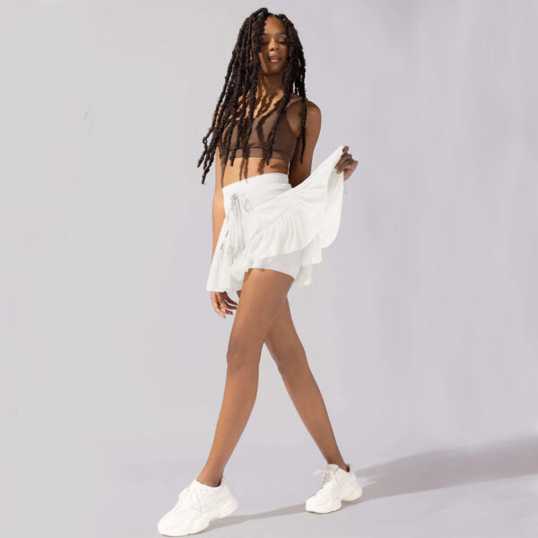 Jupe plissée à lacets décontractés pour femmes avec short