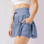 Jupe plissée à lacets décontractés pour femmes avec short