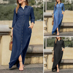 Robe simili jeans à bouton